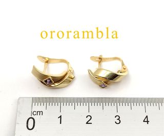 Pendientes Oro 18K con Piedra Morada