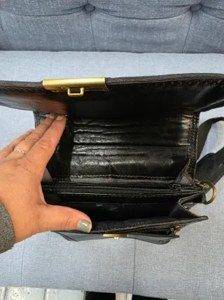 Bolso bandolera cuero negro tipo maletín
