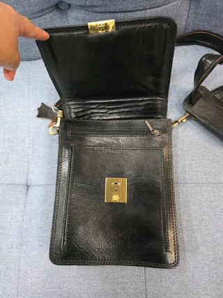 Bolso bandolera cuero negro tipo maletín