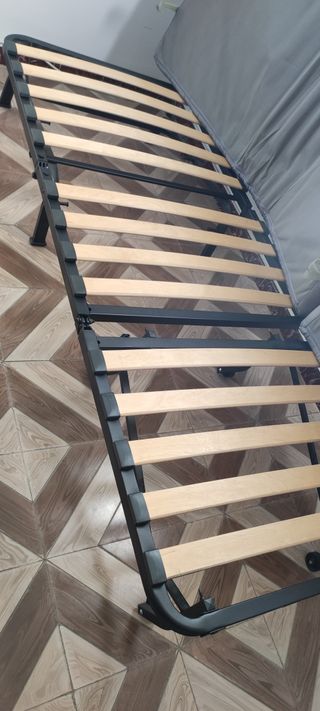 Sillón cama beige tela