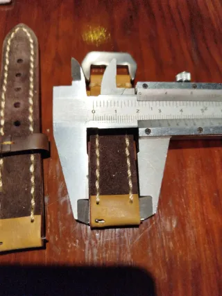 Correa de Reloj Cuero Marrón 22mm Hebilla Plata