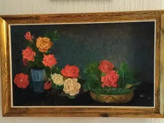 Cuadro de flores en madera