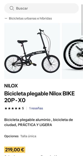 Bicicleta Plegable NILOX BIKE 20P-X0 SIN ESTRENAR