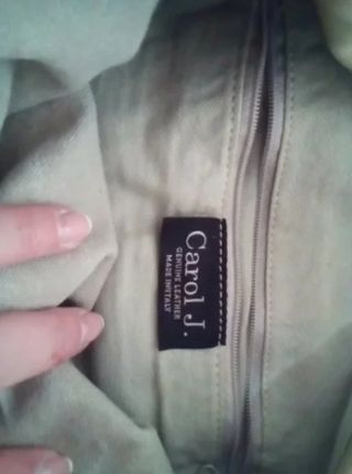 Bolso de cuero beige