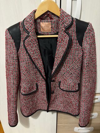 Blazer Bimani cuadros rojo y negro