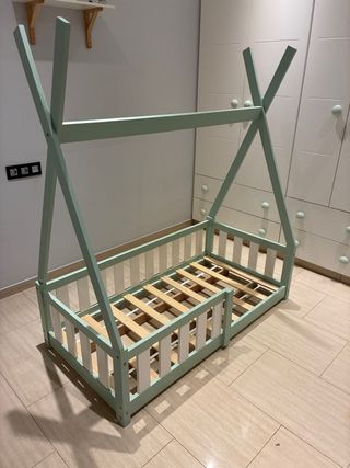 Cama infantil tipo casita mint 70x140