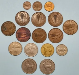 17 monedas de Irlanda diferentes