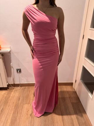 Vestido fiesta largo rosa talla s/m