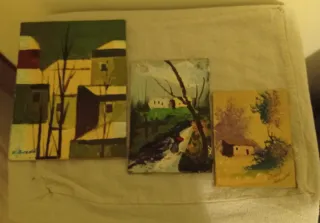 Tre piccoli dipinti su tela vintage