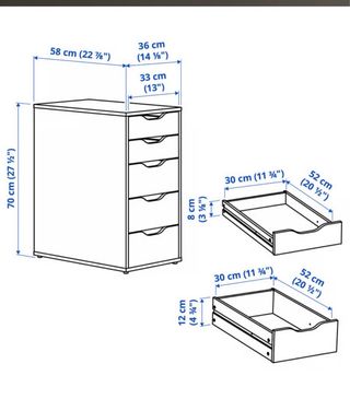 Cajonera ALEX Ikea con ruedas Abedul