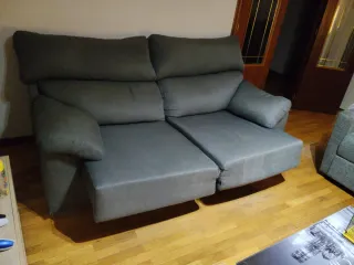 Sofá 3 plazas gris tela