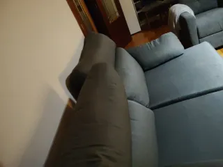 Sofá 3 plazas gris tela