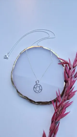 Cadena Plata Ley Colgante Estrella David