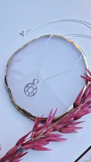 Cadena Plata Ley Colgante Estrella David