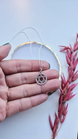 Cadena Plata Ley Colgante Estrella David