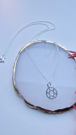 Cadena Plata Ley Colgante Estrella David