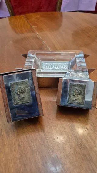 Juego fumador cristal y metal Años 60