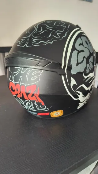 Casco Moto LS2 Negro con Diseño Calavera Talla L