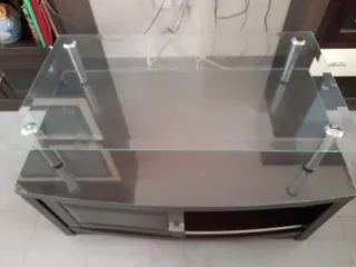 Mesa baja TV madera wengue y cristal