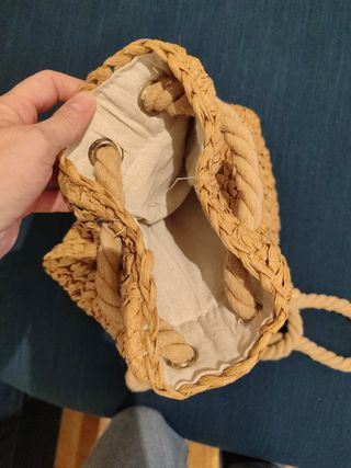 Mochila bolso rafia beige y marrón