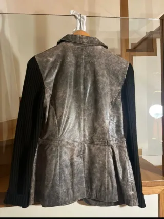 Chaqueta tejana Azul/Gris con piel de conejo