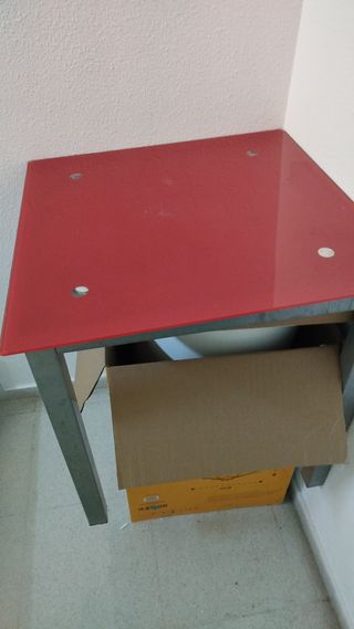 Mesa de terraza cristal y metal