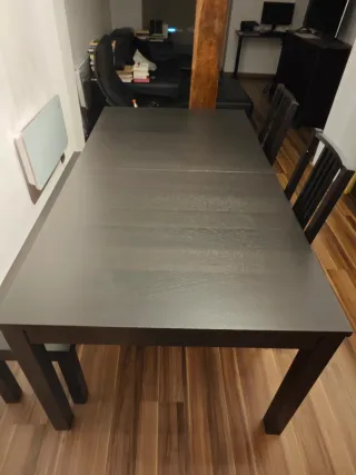 Mesa extensible wengué 175x95 cm + banco