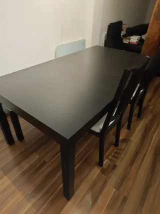 Mesa extensible wengué 175x95 cm + banco