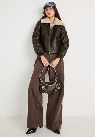 Cazadora Cuero Pepe Jeans Mujer Marrón