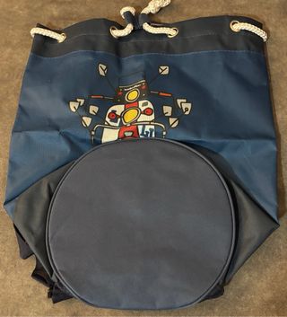 Macuto mochila azul con dibujo moto