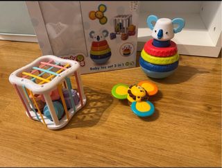 Pack 3 Juguetes Bebé: Koala, Aro y Cesta
