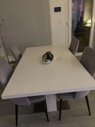 Mesa comedor extensible lacado blanco