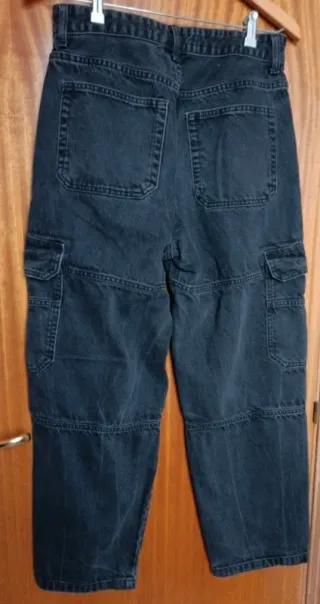 Pantalón Cargo Bershka Negro Talla 38 Streetwear