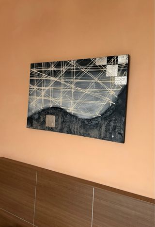 Cuadro moderno abstracto negro y plata