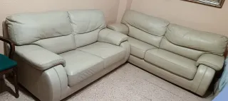 Sofá 3+2 plazas piel beige
