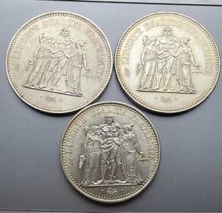 50 Francos 1975 y 1978, 10 Francos 1965, Hercules
