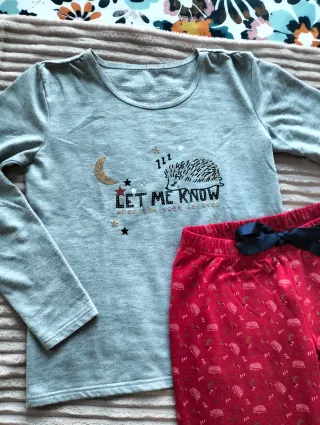 Pijama de invierno mujer/niña gris y rojo