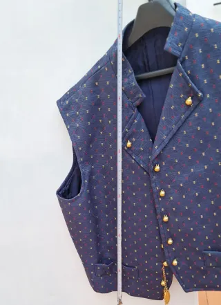 Chaleco fallero azul con detalles dorados