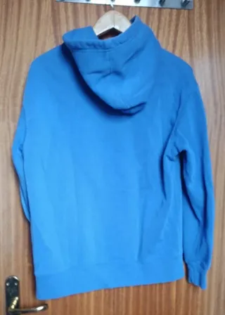 Sudadera Pull&Bear Azul Capucha Talla S (Ancha)