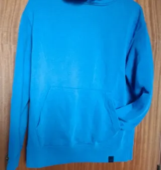 Sudadera Pull&Bear Azul Capucha Talla S (Ancha)