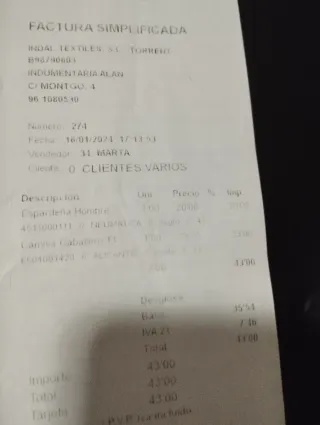 Camisa fallero crudo talla 33