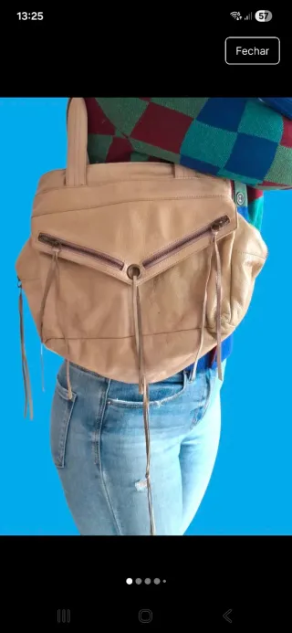 Bolsa Zadig & Voltaire pele bege rosado