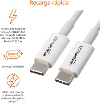 Amazon Basics Cable de carga rápida USB-C a USB-C,