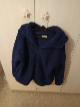 Chaqueta azul con capucha y cremallera