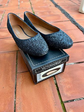 Manoletinas Victoria Delef Azul/Plata