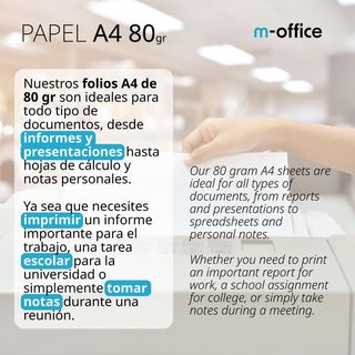 Confezione di 100 fogli A4 80gr, ideale per stampanti inkjet e laser