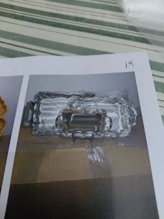 Juego de 3 Bandejas Metálicas Plateadas