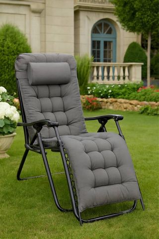 Sdraio reclinabile con cuscino grigio