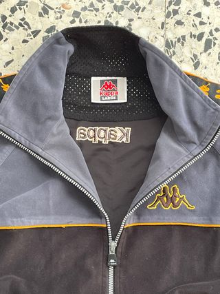 Track Jacket Kappa Vintage - Talla L - Negro y Gri