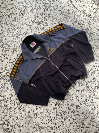 Track Jacket Kappa Vintage - Talla L - Negro y Gri